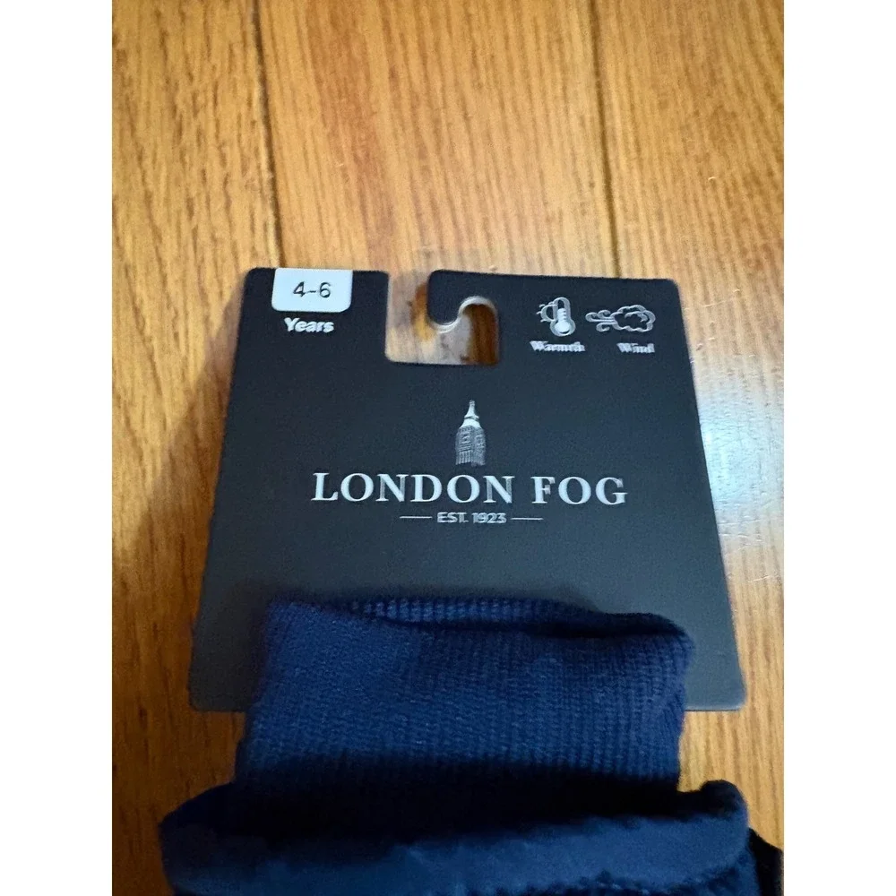London Fog Kids Navy Blue Insulated Winter Mittens Size 4-6 Years New